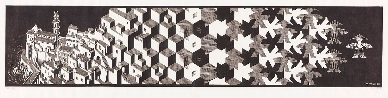 Metamorphosis I, by Maurits Escher